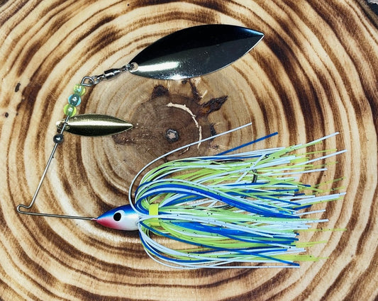 SPINNERBAIT- Chartreuse Blue and White